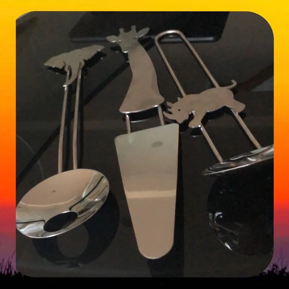 VTG Safari Design Stainless Steel Salad Utensils & Spatula by Susan Slee